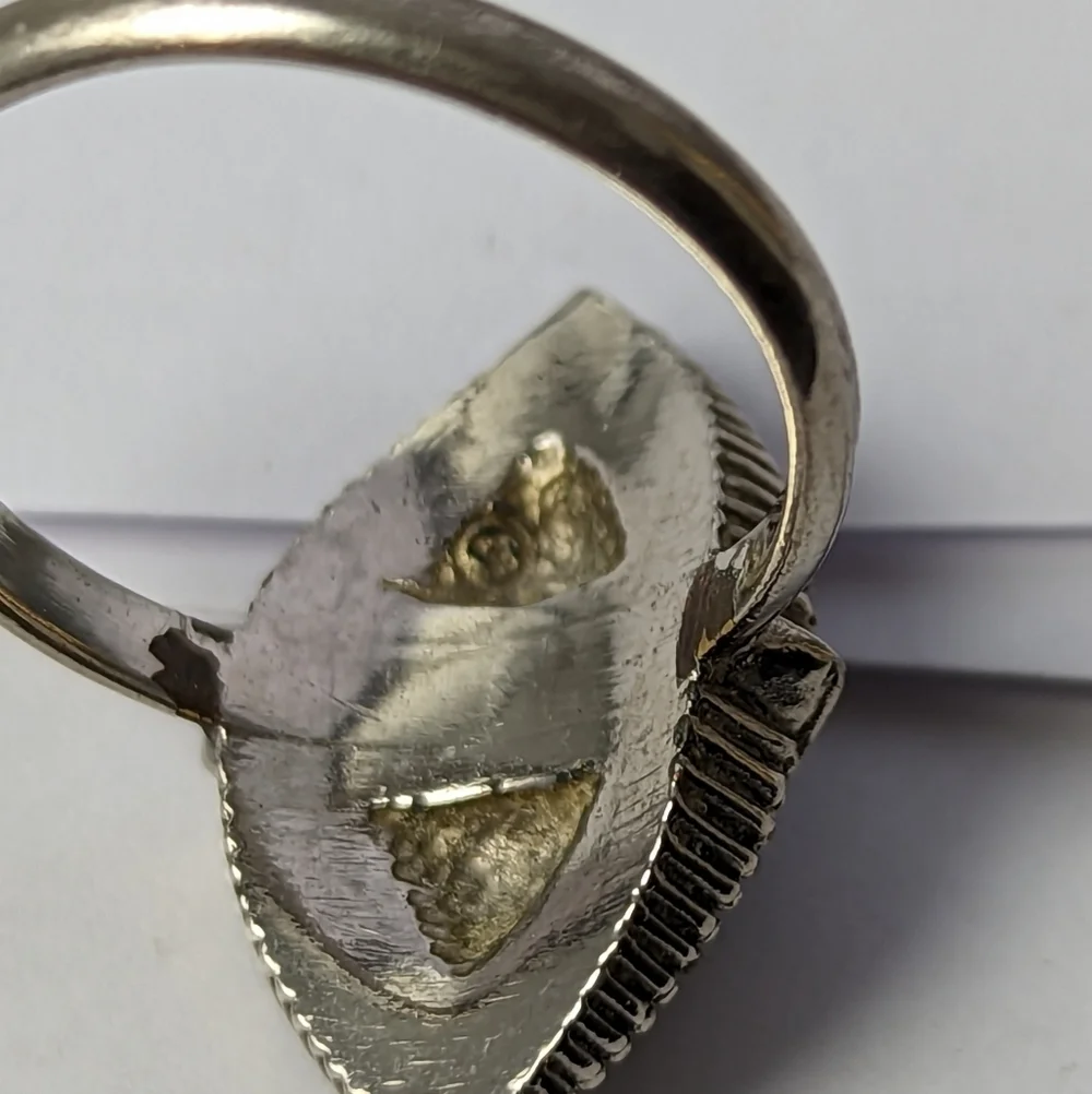 🖤 Marcasite Black Rhinestone Marquis Silver tone ring size 9